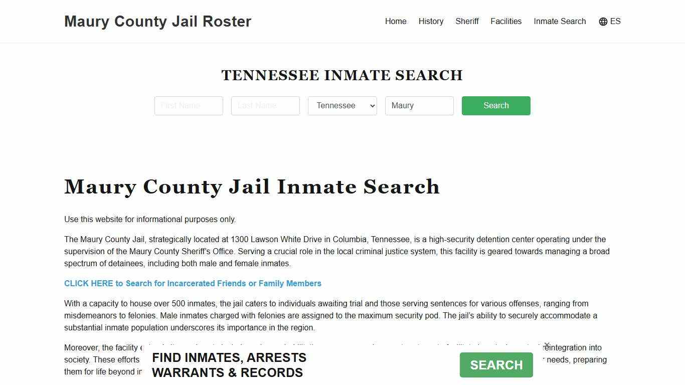 Maury County Jail Roster Lookup, TN, Inmate Search